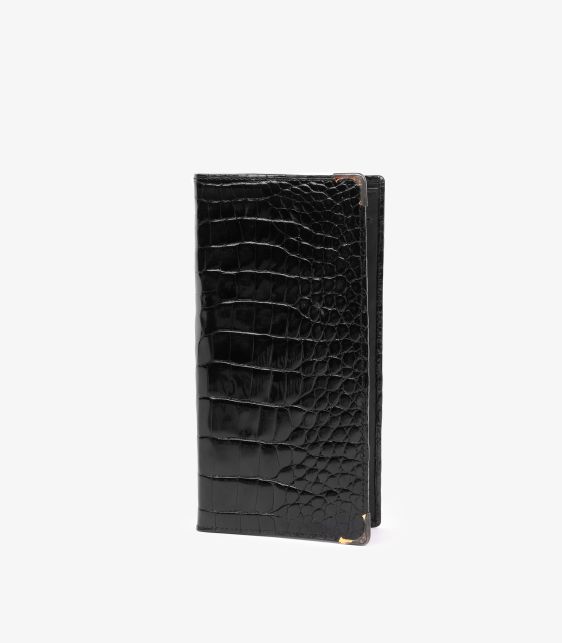 Black Shiny Alligator Leather Vintage Continental Wallet