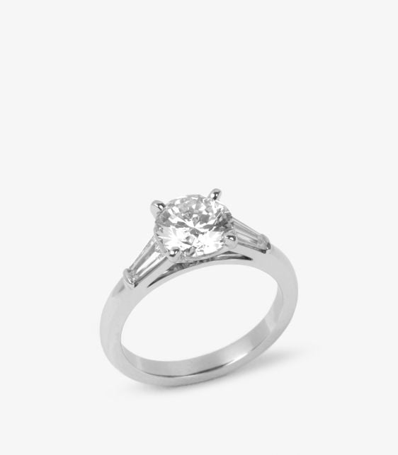 1.96ct Diamond Solitaire Tapered Baguette Ring