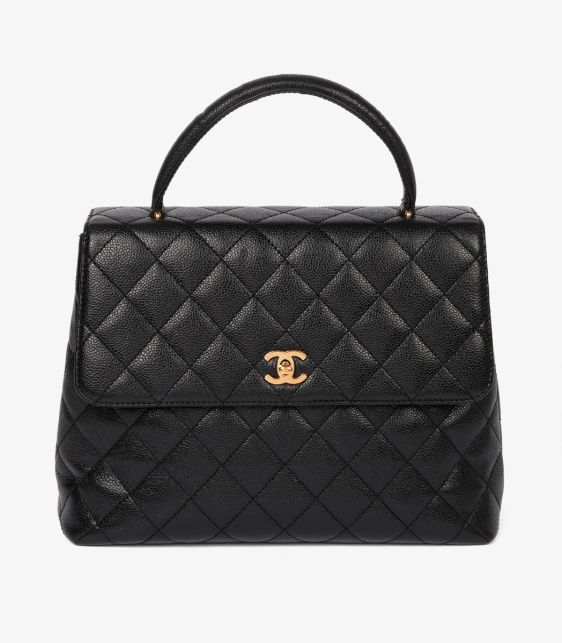 Black Quilted Caviar Leather Vintage Classic Kelly