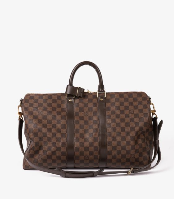 Damier Ebene Coated Canvas & Calfskin Leather Keepall 45 Bandoulière