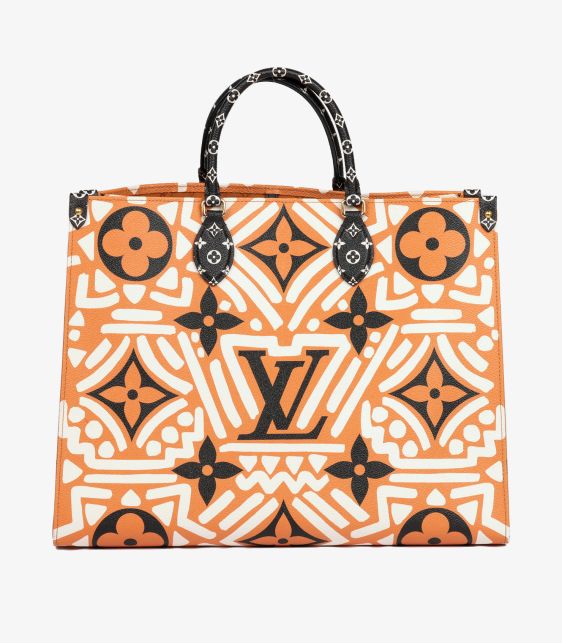 Orange, White & Black Giant Crafty Monogram Coated Canvas Onthego GM
