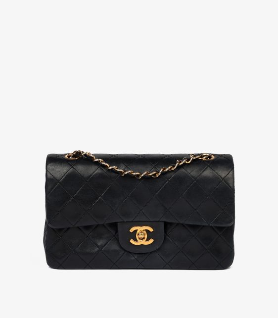Black Quilted Lambskin Vintage Small Classic Double Flap Bag