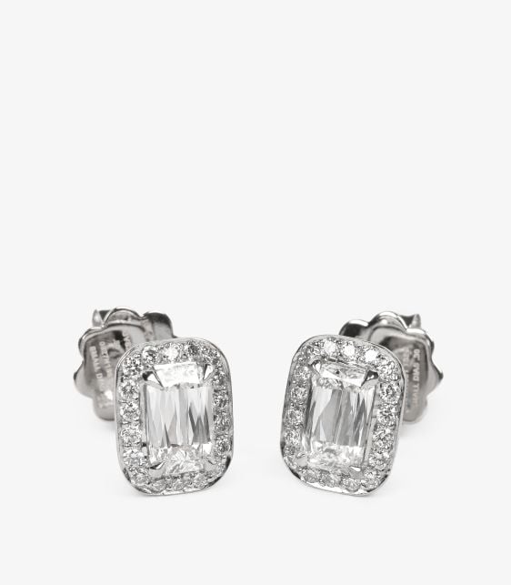 1ct Ashoka Cut Diamond Halo Platinum Stud Earrings