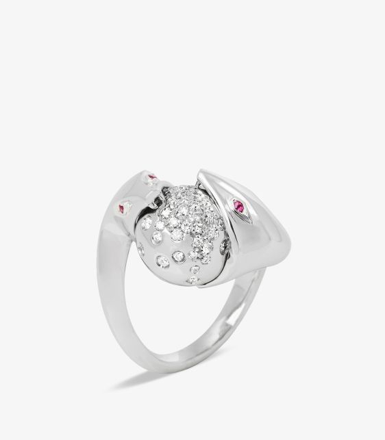 Diamond Set 18ct White Gold Serpent Design Ring