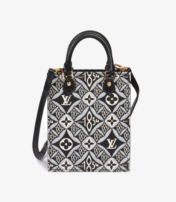 Black 1854 Monogram Canvas & Calfskin Leather Mini Sac Plat