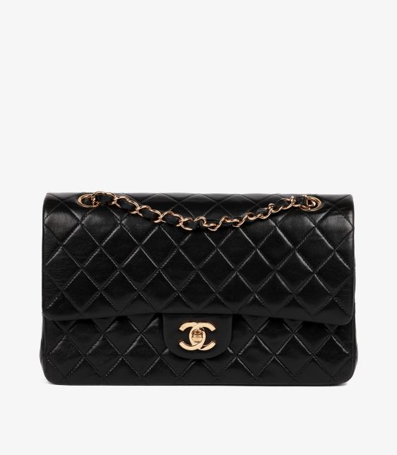 Black Quilted Lambskin Leather Medium Classic Double Flap Bag