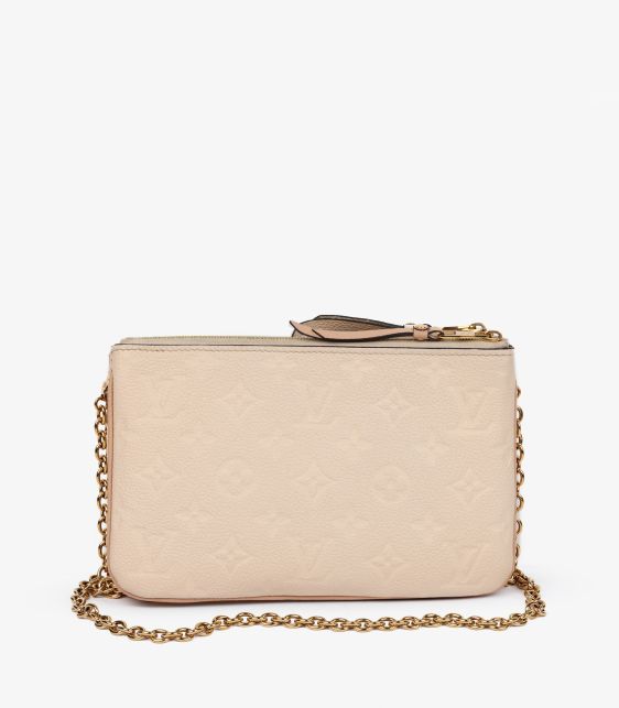 Beige & Rose Creme Empreinte Double Zip Pochette