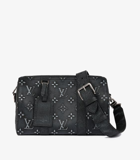 Faded Charcoal Grey Monogram Empreinte Cowhide Leather City Keepall