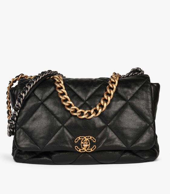 Black Quilted Lambskin Maxi 19 Flap Bag