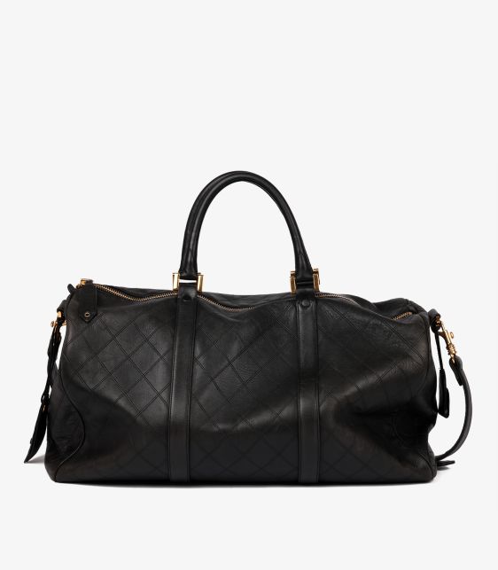 Black Quilted Lambskin Leather Vintage Timeless Boston 50
