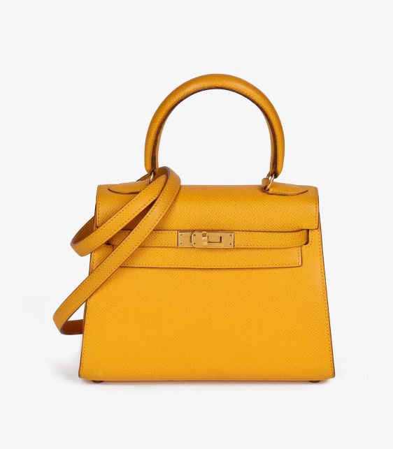 Jaune Courchevel Leather Kelly 20cm Sellier