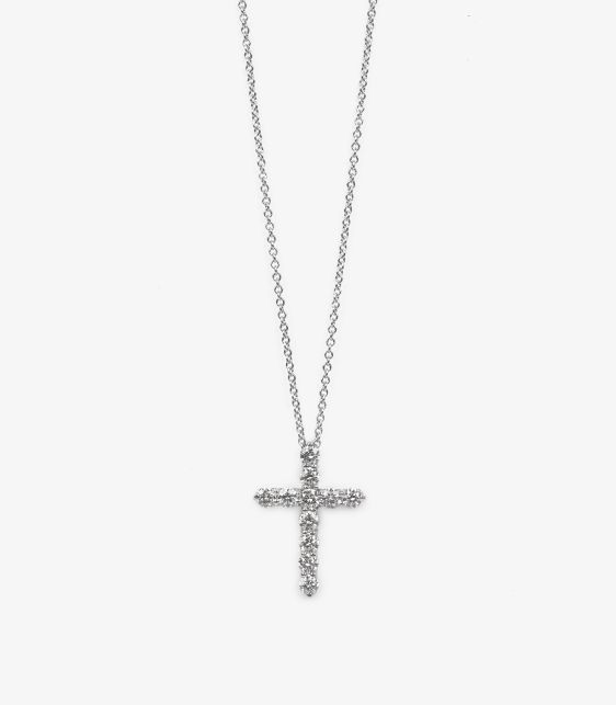 0.42ct Brilliant Cut Diamond Platinum Small Cross Pendant