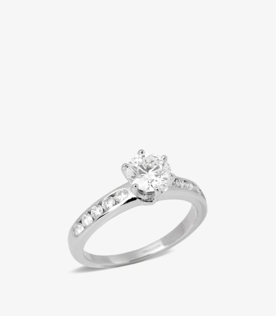 Brilliant Cut 1.03ct with Diamond Shoulder Platinum Tiffany Setting Ring