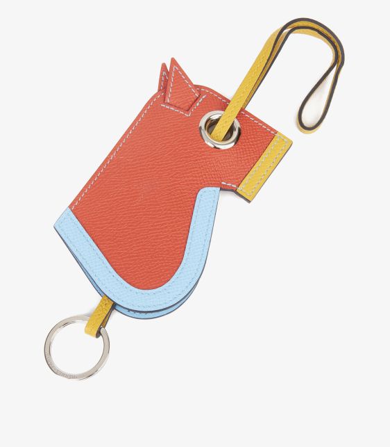 Hermès Celeste, Capucine & Ambre Epsom Leather Camail Key Holder Charm at Xupes