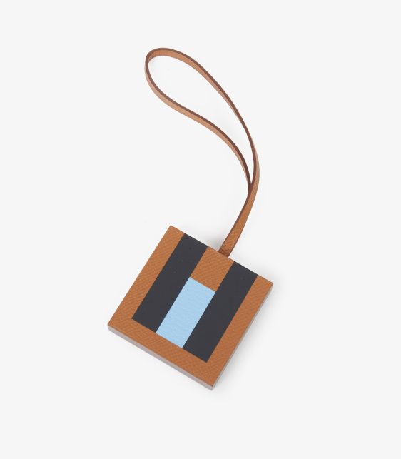 Hermès Gold Epsom Leather, Celeste Chevre Mysore Leather & Bleu Obscur Sombrero Leather 'H' Lettre Charm at Xupes