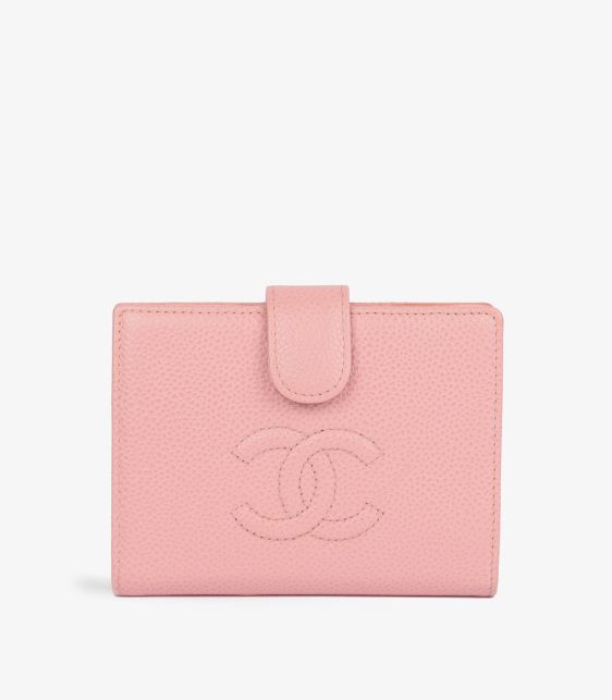 Pink Caviar Leather Timeless Compact Wallet