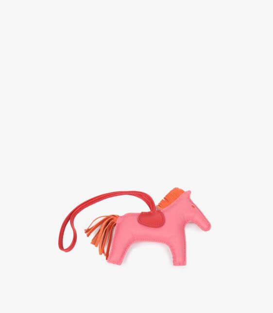 Hermès Rose Azalea, Orange Poppy & Rouge Indien Milo Lambskin Leather Rodeo MM Charm at Xupes