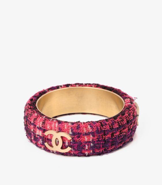 Multicolour Tweed Matte Gold Tone Bangle