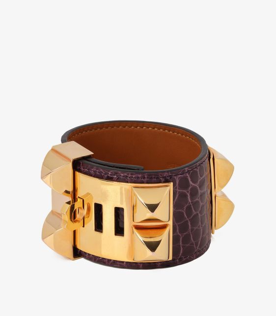 Hermès Amethyst Shiny Mississippiensis Alligator Leather Collier de Chien T2 at Xupes