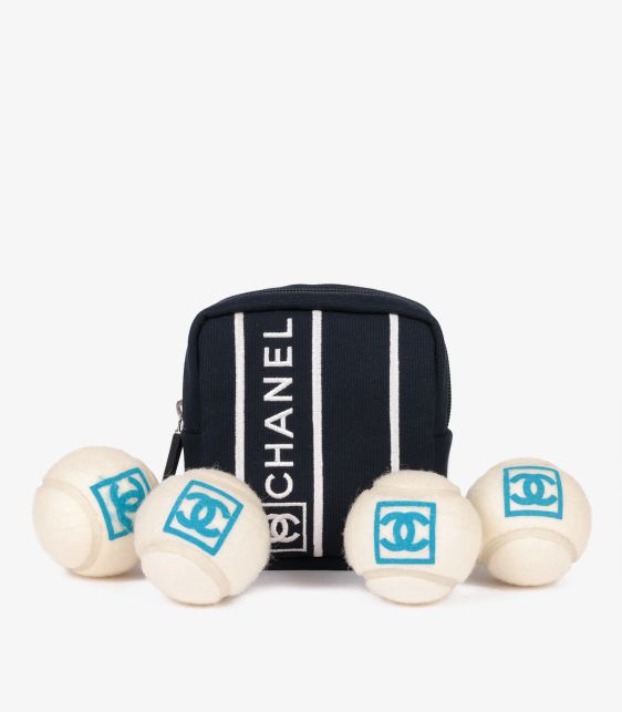 Navy Canvas Sports Line Tennis Pouch and Balls Set