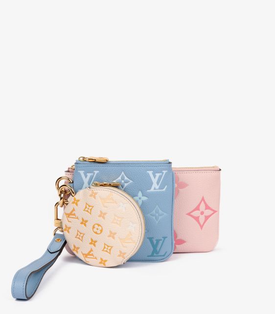 Louis Vuitton Beige, Blue & Pink Pastel Monogram Empreinte Leather By The Pool Pochette Trio at Xupes