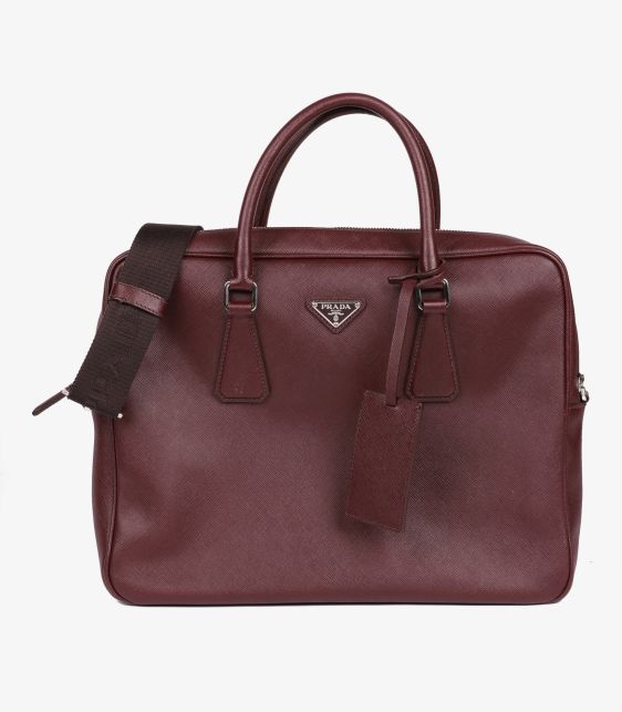 Burgundy Saffiano Leather Work Bag