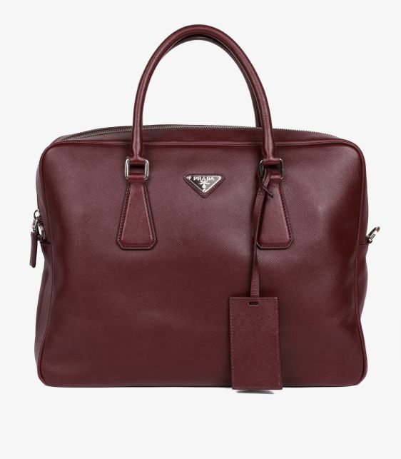 Burgundy Saffiano Leather Work Bag