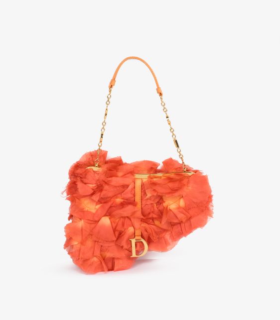 Coral Silk Vintage Rose Petal Mini Saddle Bag