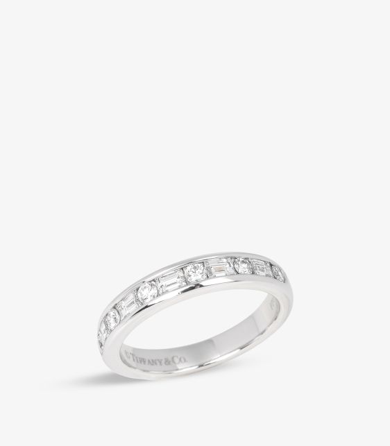 Mixed Cut Diamond Platinum Half Eternity Ring