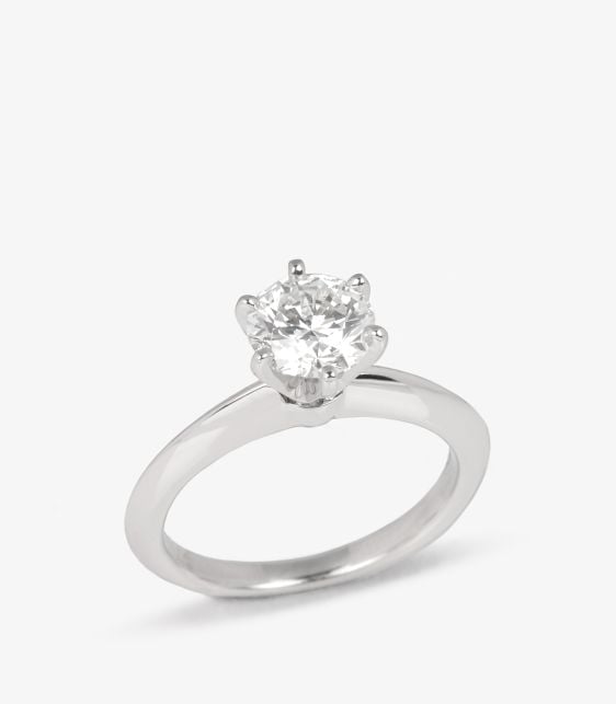Brilliant Cut 0.8ct Diamond Platinum Tiffany Setting Ring