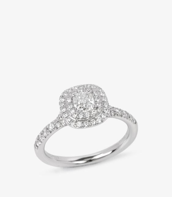 0.24ct Cushion Cut Diamond Platinum Soleste Ring