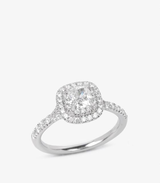 0.45ct Cushion Cut Diamond Platinum Soleste Ring