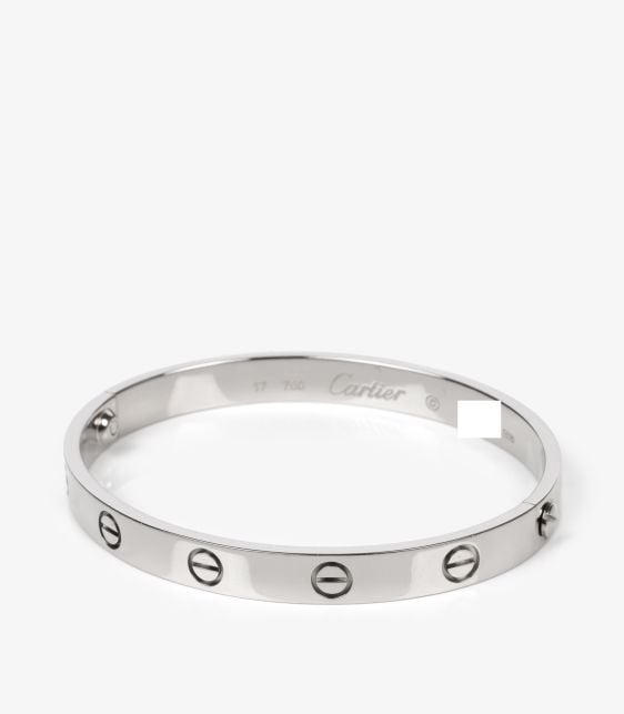18ct White Gold Love Bangle