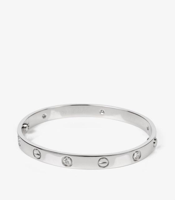 6 Diamond 18ct White Gold Love Bangle