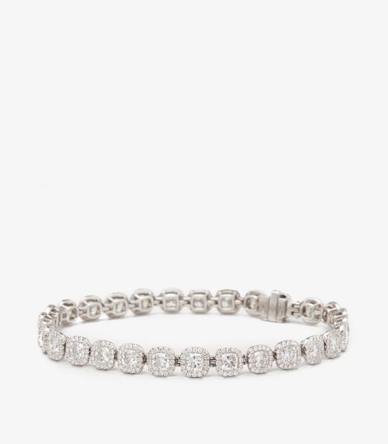 Cushion Cut Diamond 18ct White Gold Aura Bracelet