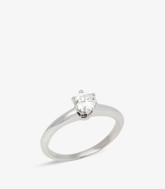 Brilliant Cut 0.58ct Diamond Platinum Tiffany Setting Ring
