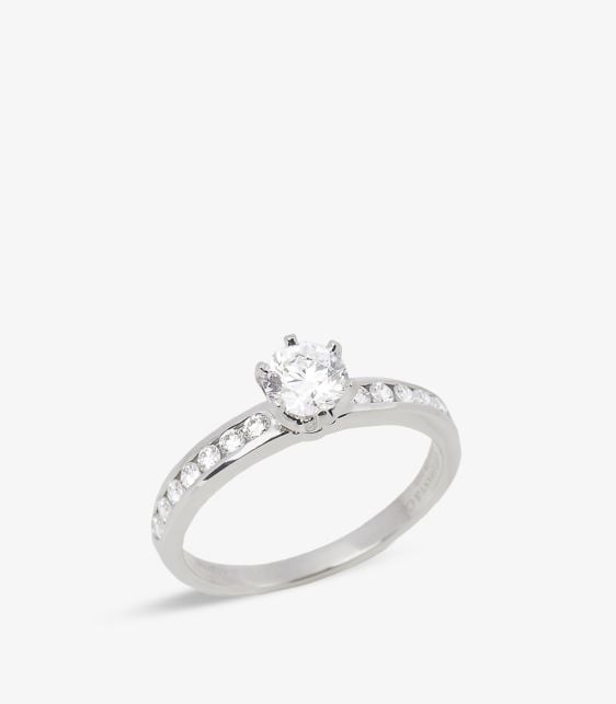 Brilliant Cut 0.47ct with Diamond Shoulder Platinum Tiffany Setting Ring