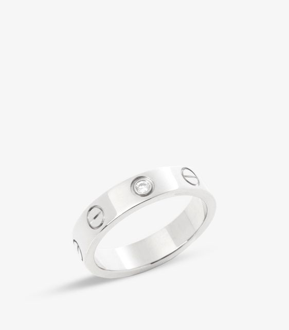 1 Diamond 18ct White Gold Love Wedding Band Ring