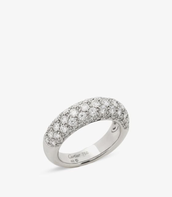 Pave Diamond 18ct White Gold Bombe Style Ring
