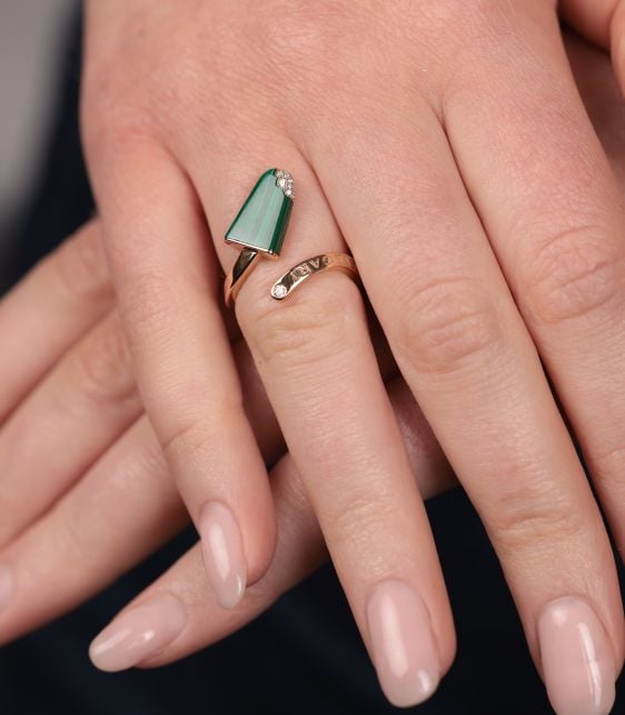 Diamond and Malachite 18ct Rose Gold Gelati Ring