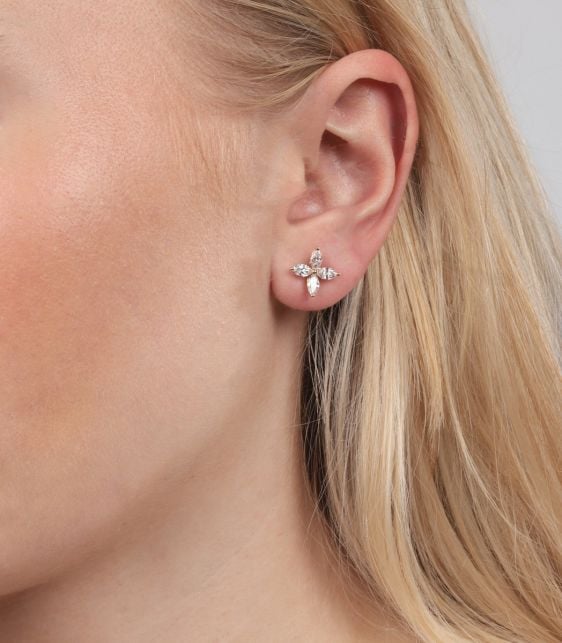 Marquise cut Diamond 18ct Rose Gold Medium Victoria Earrings