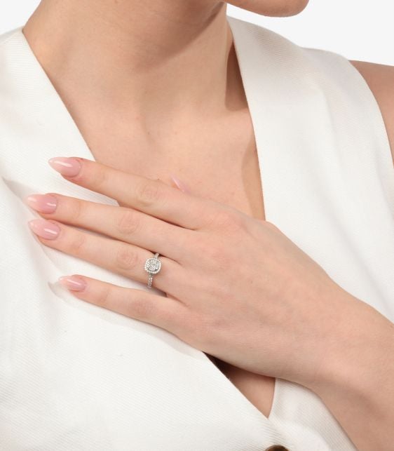 0.24ct Cushion Cut Diamond Platinum Soleste Ring