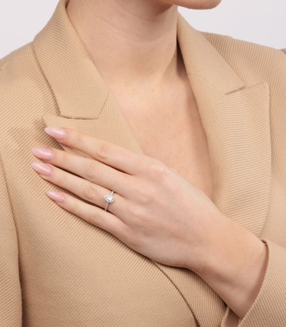 0.42ct Pear Cut Diamond Platinum Soleste Ring