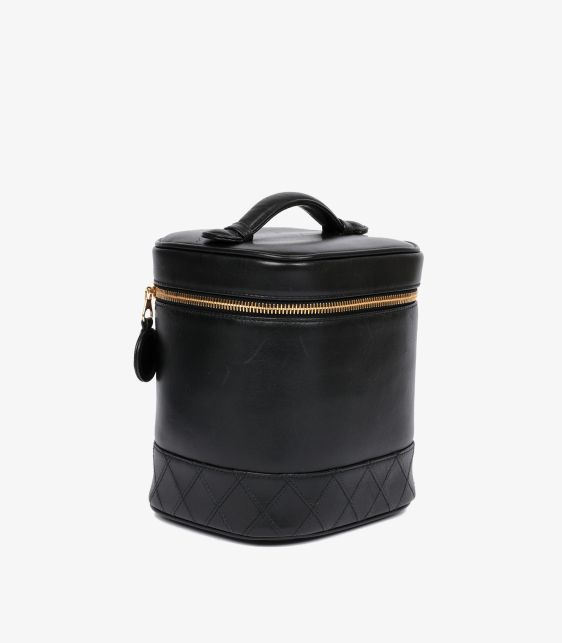 Black Lambskin Leather Vintage Vanity Case