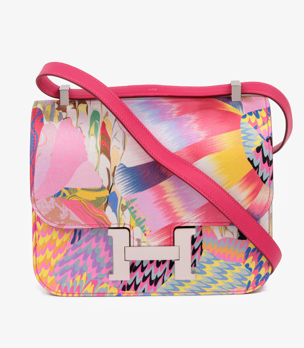 Hermès Rose Mexico Swift Leather & Marble Silk Constance 24 from Xupes